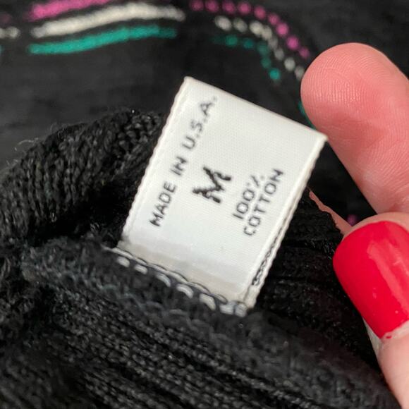 Vintage St. Croix black pullover sweater chunky 80s knit size M 100% cotton - Picture 4 of 8